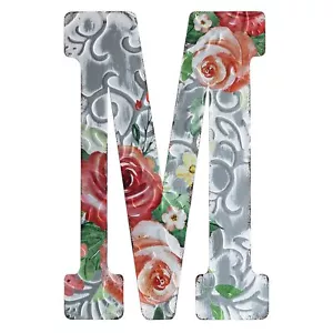 12" Letters for Wall DecorEmbossed Metal Numbers with Rose Rustic Hanging Sig... - Picture 1 of 7