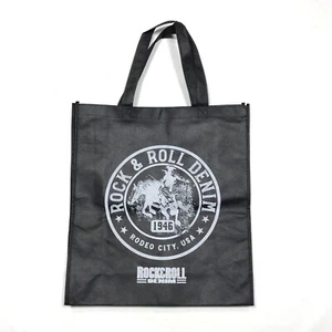 Rock and Roll Denim Black Tote Shopping Bag 17" X 15.5" X 5.25" - Picture 1 of 3