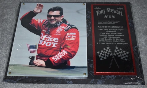TONY STEWART #14 NASCAR RACING SPORTS PLAQUE 12"X15" Cover