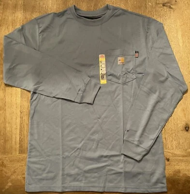 NWT Carhartt FR Force Long Sleeve LOOSE FIT T-Shirt in Medium Blue (Size Medium) - Image 1 of 4