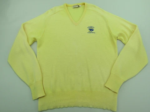 VINTAGE San Diego Chargers V-Neck Sweater Mens XL Logo 7 Yellow LS Acrylic Cover