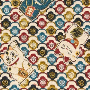 Stoff Meterware Maneki-Neko Winke Katze Möbelbezugsstoff Japan Taschen Deko - Bild 1 von 10