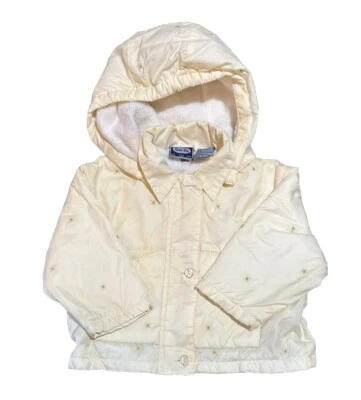 12 Mo Girl Jacket. Cream Yellow. Koala Kids. Zipper & Buttons. Hood. Lined. - Image 1 of 4