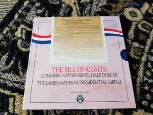 USA Bill of Rights Silver Half Dollar & James Madison Bronze Medal - Picture 1 of 8