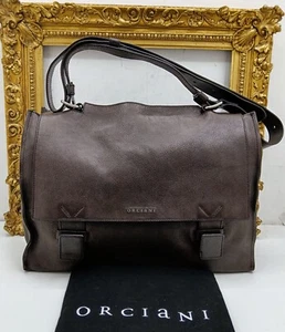 ORCIANI BORSA DA LAVORO MESSENGER “PEOPLE” CARTELLA IN PELLE MARRONE - Picture 1 of 23