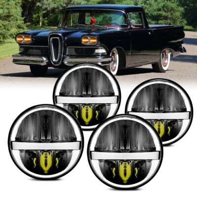 Круглые светодиодные фары дальнего света для Ford LTD 1965-1976 DOT 5,75 дюйма 5-3/4 дневные ходовые огни - Изображение 1 из 4