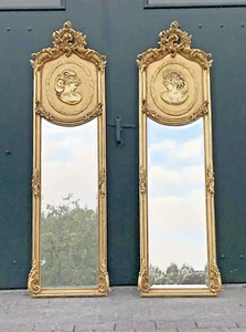 Spiegel Vintage Italienisch Barock Boden Paar Blattgold 70" Damengesicht Design - Bild 1 von 17