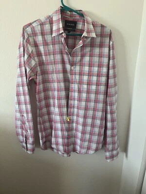Bonobos Pink/White Plaid Standard Fit Cotton Men's Button Down Shirt Size M - Image 1 of 3