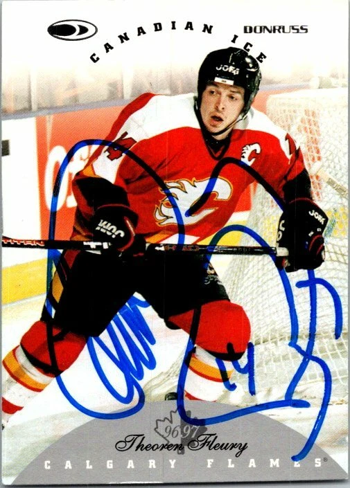 Theo Fleury autographed Hockey Card Calgary Flames 1996 Donruss Canadian Ice #78 - Image 1 of 1