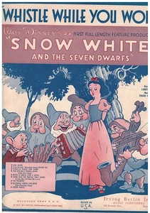 Vintage Walt Disney's Snow White Sheet Music Whistle While You Work - Picture 1 of 1