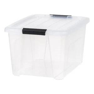 32 Qt. Plastic Storage Bins Stackable Box W/ Lids Clear Latching Crate Sturdy - Picture 1 of 7