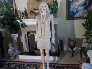 St. John Sport by Marie grau beige Animal Print Strickkleid & Cardigan Set-Größe P - Bild 1 von 24