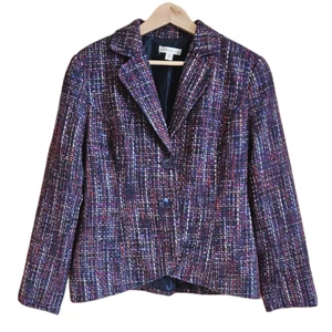 Blazer forrado de tweed multicolor Coldwater Creek para mujer talla 12 - Imagen 1 de 10
