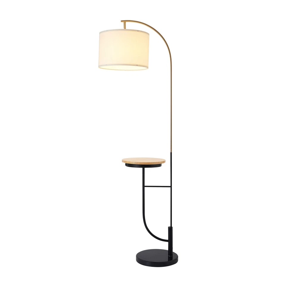 Teamson Home Danna Arc 65" Floor Lamp with Table and USB Port, White - Image 1 of 4