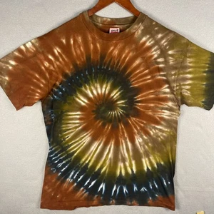 VTG Tie Dye T Shirt Mens Large Brown Pinwheel Anvil Single-Stitch USA Made - Picture 1 of 11