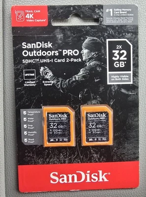 SanDisk SDSDXWT-032G-AW6V2 Outdoors Pro SD 4K UHS-I, U3 Card 32GB 2-Pack - Image 1 of 3