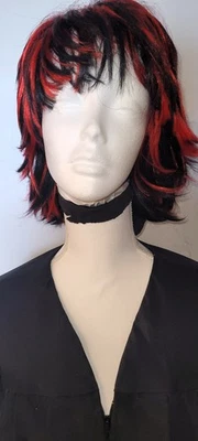 Wig Costume Black & Red Shag - Image 1 of 4
