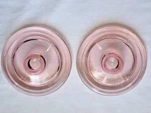 Set Of Two Antique Pink Depression Glass Taper Candle Holders - Picture 1 of 7