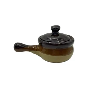 Vintage French Onion Soup Crock Stoneware Bowl With Lid and Handle - 3 Color - Picture 1 of 10