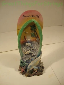 Statuina decorazione nautica Polystone 3 delfini che giocano corallo mare Hts NJ pantofola - Foto 1 di 2