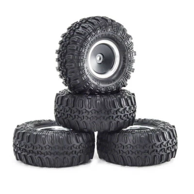 1.0in Aluminum Wheels Hub & Tires (4) For TRX4M SCX24 1/18 1/24 RC Crawler Car - Image 1 of 4