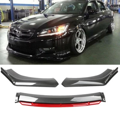 For 01-20 Honda Civic Carbon Fiber & Red Front Bumper Lip Splitter Boby Kits - Image 1 of 4
