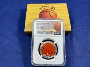 2020-S Basketball Hall of Fame Colorized Half Dollar NGC PF69 Ultra Cameo 50c - Picture 1 of 6
