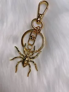 Spider Keychain Bag Charm Gold Color New Handmade DIY Halloween Gift - Picture 1 of 2
