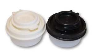 Tupperware Smidget Salt & Pepper Shakers 1 oz each Travel purse Black White New - Picture 1 of 4