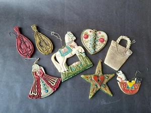 8 Vintage German Wax Christmas Ornaments, Horse, Angel, Heart, Mandolin, Star - Imagen 1 de 6