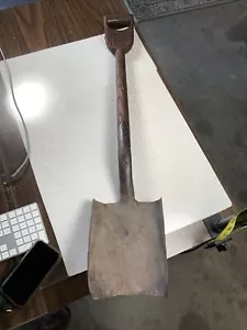 Antique D-Handle Wood Railroad/Coal Shovel Cast Steel Mouth 36” X 9.75" x 7" - Picture 1 of 21