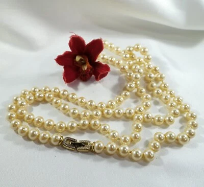 Edle Pierre Lang Perlen Collierkette Verschluss Goldfarben / ev 557 (46) - Bild 1 von 4