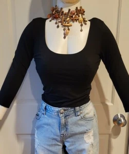  Colección Donna Karan años 90 top negro con sujetador incorporado - Imagen 1 de 6