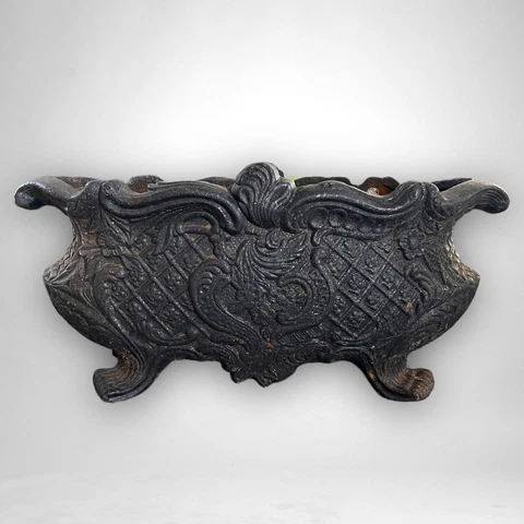 Antique Victorian French Footed Ornate Cast Iron Oval Planter / Garden Pot Cover