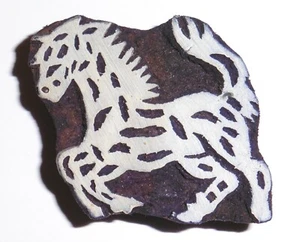 Wild West Prancing Horse 6.2cm Indian Hand Carved Wooden Printing Block Stamp - Picture 1 of 1