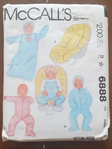 6888 Vintage McCalls Pattern Baby Infant Bunting Jumpsuit Overalls Seat Cover - Picture 1 of 3