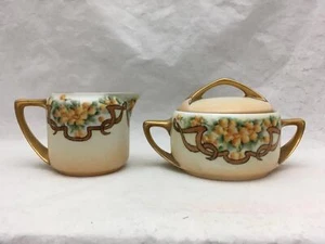 Crema y azúcar pintada a mano vintage Rosenthal DONATELLO patrón floral melocotón - Imagen 1 de 11