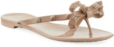100% AUTH NEW WOMEN VALENTINO GARAVANI BEIGE ROCKSTUD JELLY SANDALS US 6 - Image 1 of 4