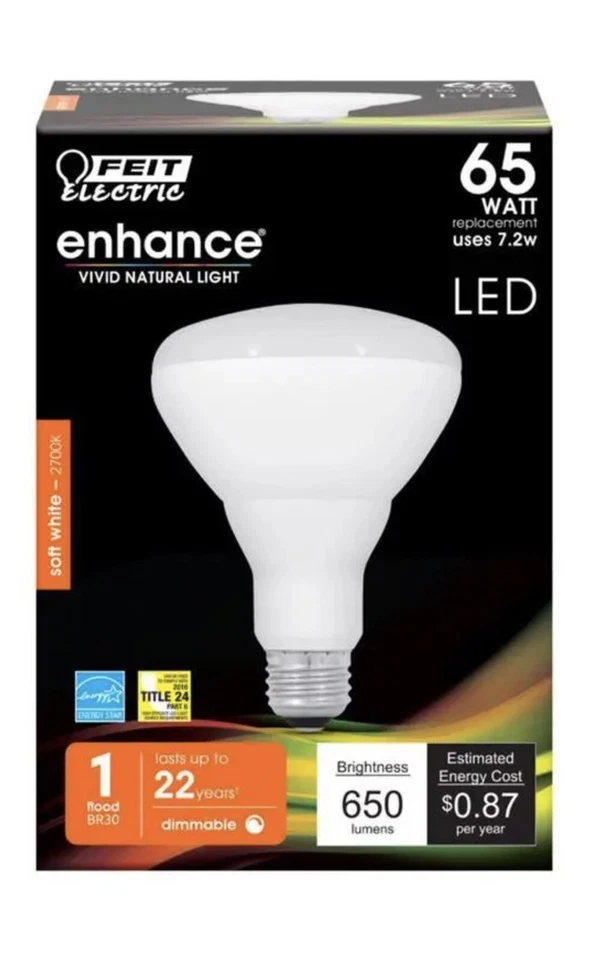 Feit Electric BR30DM/927CA Soft White 2700K BR30 E26 LED Bulb 65W (Pack of 4) - Image 1 of 2