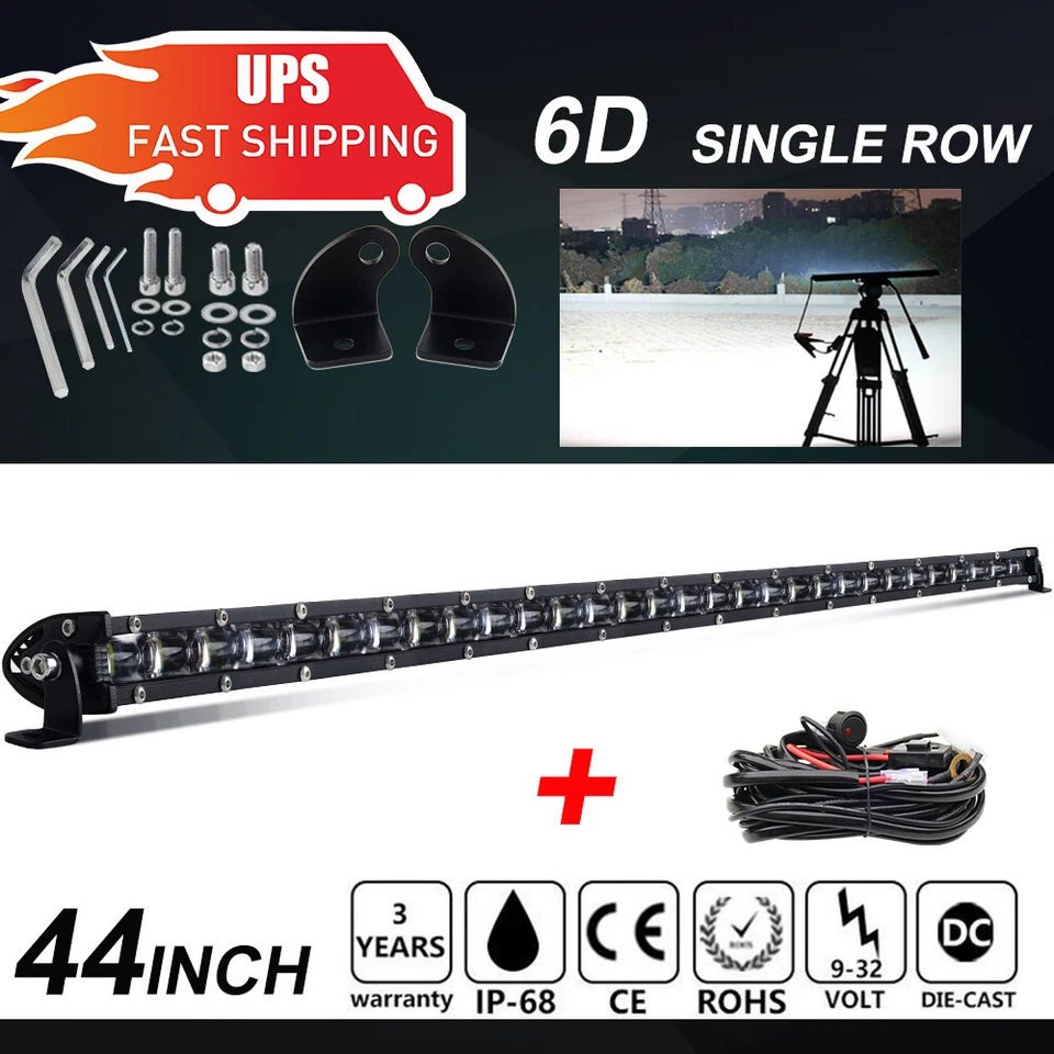 Combo de barra de luz LED 6D 44 pulgadas 1600 W todoterreno camión de conducción SUV 4x4 barco 42" Foto 1 de 4