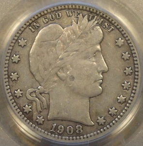 1908-D Barber Quarter 25c PCGS Certified VF35 - Picture 1 of 4