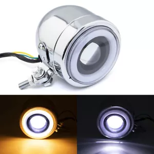 Motorcycle LED Headlight Spot Fog Light Angel Eye For Cafe Racer Bobber Chopper - Picture 1 of 9