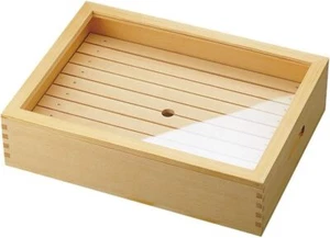 YAMACO Sushi Netabako Topping Box with Acrylic Lid Plain Wood Large 35585 Japan - Picture 1 of 5