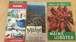  2 1950's  Maine Maps and a Lobster Booklet  6J71 - Picture 1 of 4