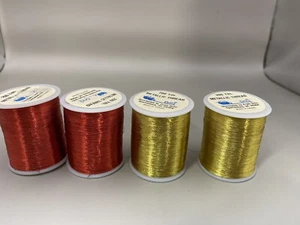 Dritz Spools Metallic Thread 2 Gold 2 Red 200yds Each ? - Picture 1 of 5