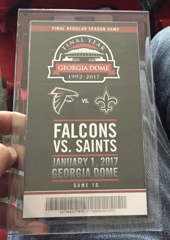 Atlanta Falcons Georgia Dome Final Game Commemorative Ticket NFL Official Cover
