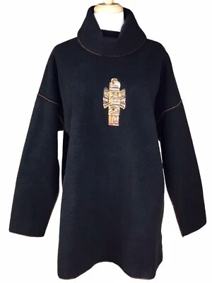 Pullover Maralyce Ferree de gran tamaño polar cuello tortuga negro para mujer talla S/M Foto 1 de 4