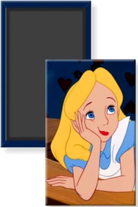 Alice im Wunderland nachdenkendes Bild Kühlschrankmagnet 2 x 3 - Bild 1 von 3