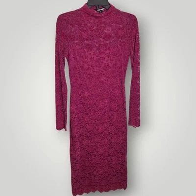 Vestido midi Steve Madden rosa Vivienne de encaje flocado talla pequeña Foto 1 de 4