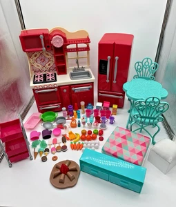 LOT Battat Our Generation Kitchen Fridge Dining Table Play Set Fire Accessories - Picture 1 of 13